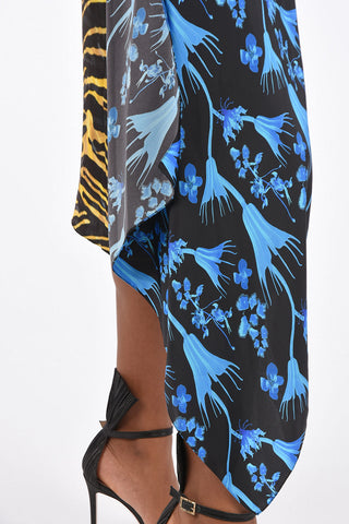 WHITE Animal Printed Skirt  With Floral Drape 