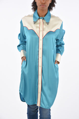 Satin SKYLAR Longline Western Shirt