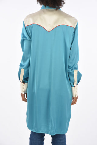 Satin SKYLAR Longline Western Shirt