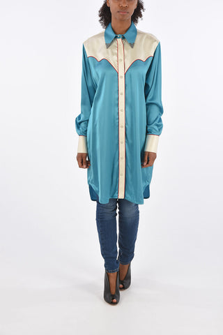 Satin SKYLAR Longline Western Shirt