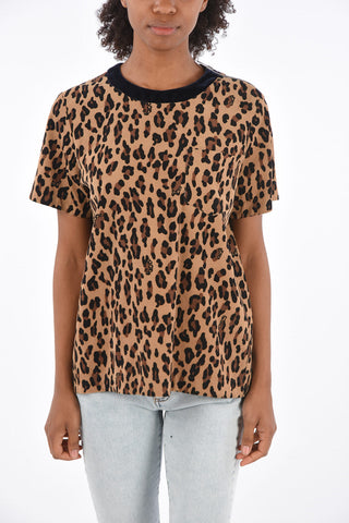 cheetah-print corduroy t-shirt