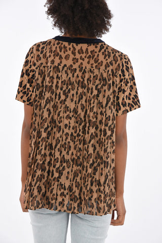 cheetah-print corduroy t-shirt