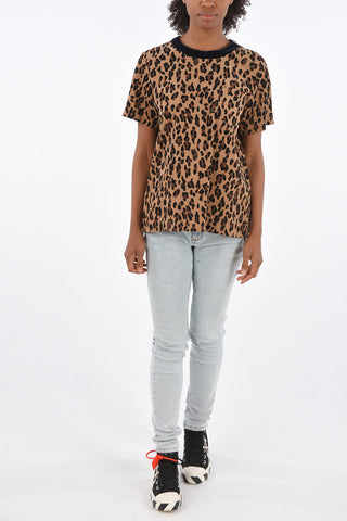 cheetah-print corduroy t-shirt