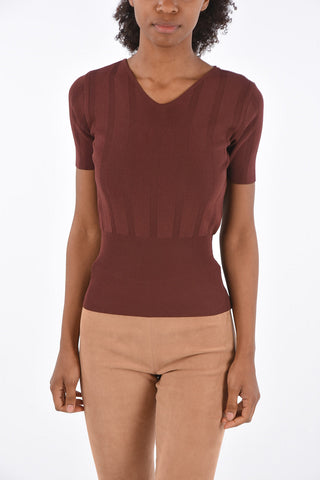 Short Sleeve V-Neck Sweater
