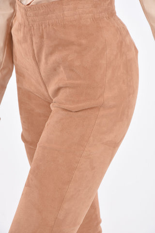 Suede Leather Drawstring Pants