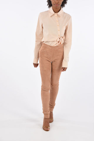 Suede Leather Drawstring Pants