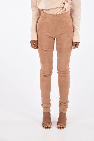 Suede Leather Drawstring Pants
