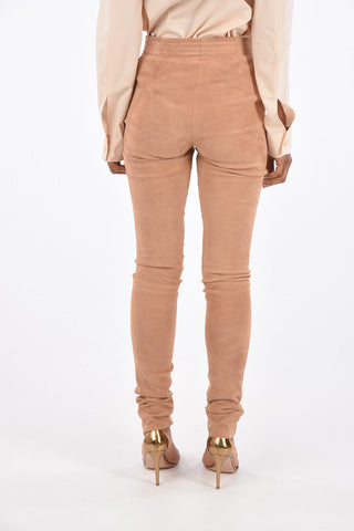Suede Leather Drawstring Pants