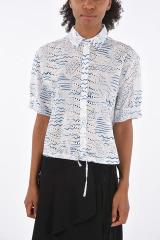 Drawstring Embroidered Shirt