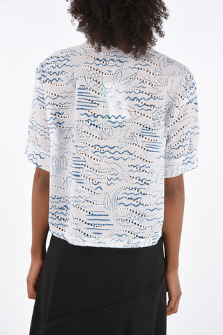 Drawstring Embroidered Shirt