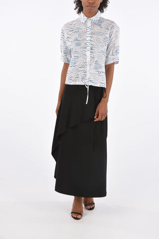 Drawstring Embroidered Shirt