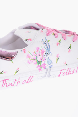 Faux Leather Bugs Bunny Printed Sneakers