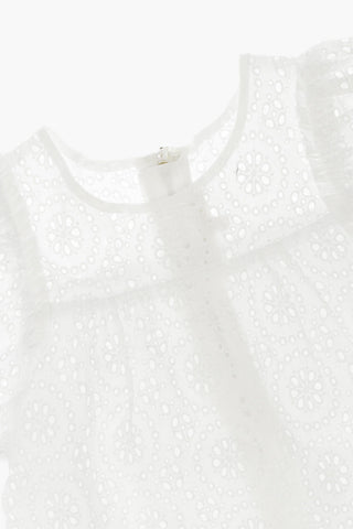 sangallo short sleeve back-zip fastening blouse