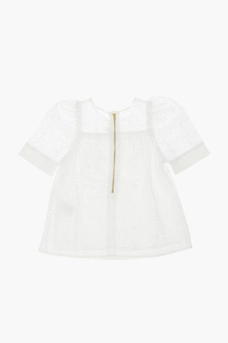 sangallo short sleeve back-zip fastening blouse