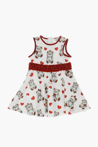 Vestito Stampa Cuori e Orsetti