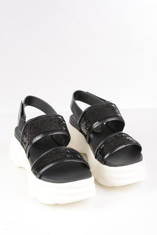 Sandali Platform con Decorazioni in Paillettes