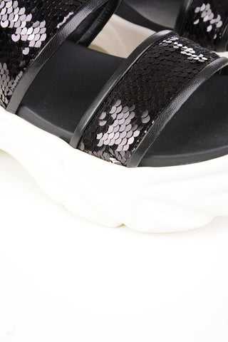Sandali Platform con Decorazioni in Paillettes
