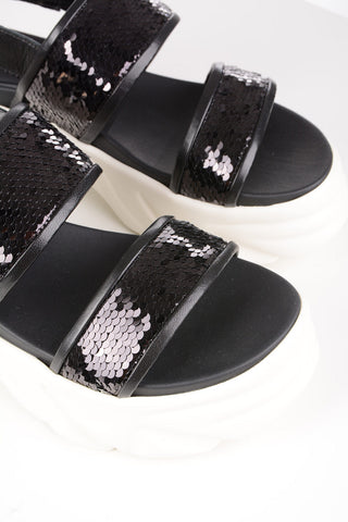 Sandali Platform con Decorazioni in Paillettes
