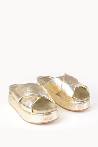 Metallic Leather GRACE Platform Slides 3cm