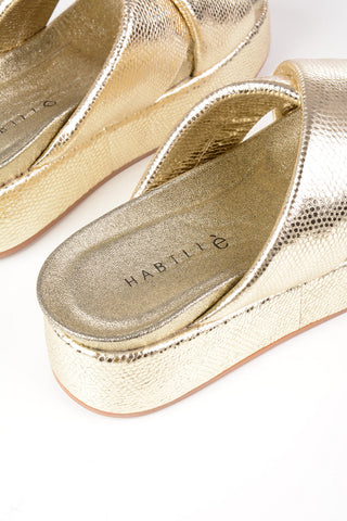 Metallic Leather GRACE Platform Slides 3cm