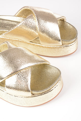 Metallic Leather GRACE Platform Slides 3cm