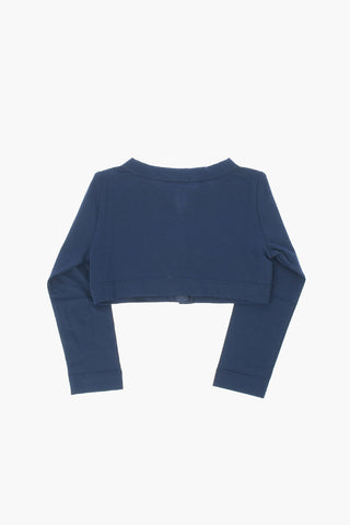Stretch Cotton Cardigan with Jewel Button