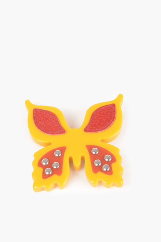 Plex Butterfly Pin with Leather Details
