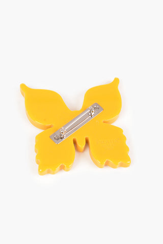 Plex Butterfly Pin with Leather Details
