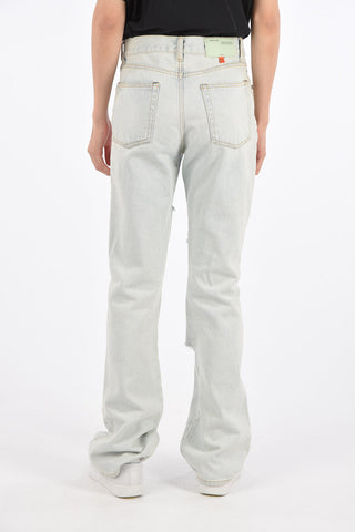 23cm embroidered distressed jeans