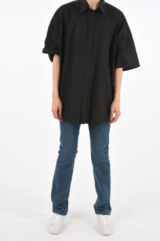 Camicia Increspata a Maniche Corte