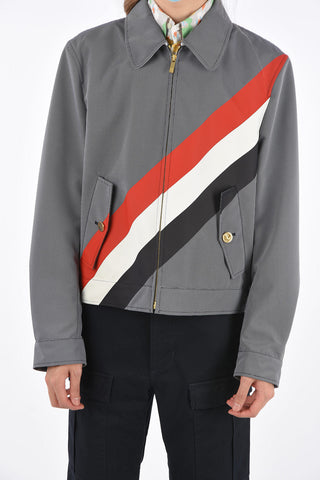 Full Zip Jacket with Printed Diagonal Stripes