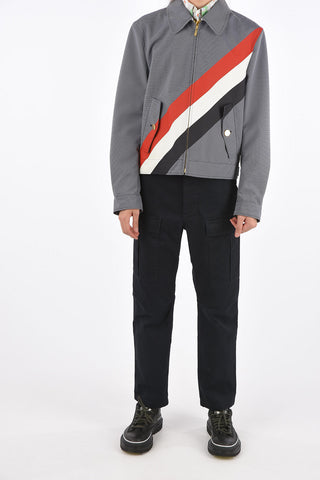 Full Zip Jacket with Printed Diagonal Stripes