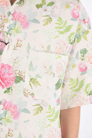 roses-print short sleeve shirt