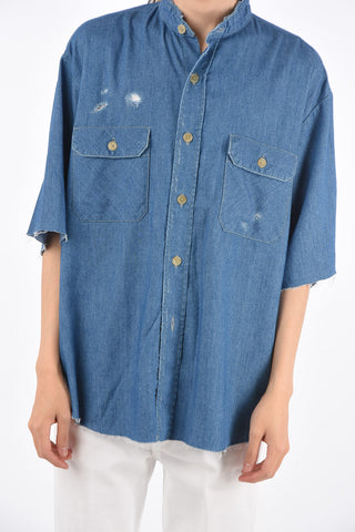 Camicia Distressed a Maniche Corte 