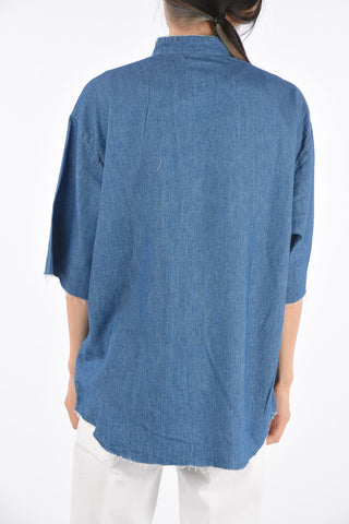 Camicia Distressed a Maniche Corte 