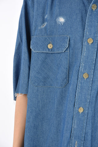 Camicia Distressed a Maniche Corte 
