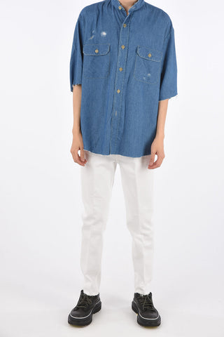 Camicia Distressed a Maniche Corte 