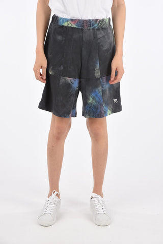 Tie dye effect drawstring waist sweat shorts
