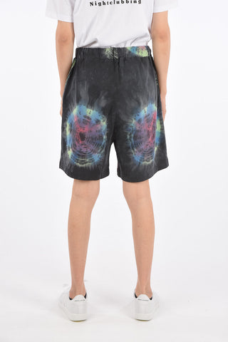 Tie dye effect drawstring waist sweat shorts
