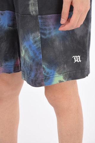 Tie dye effect drawstring waist sweat shorts