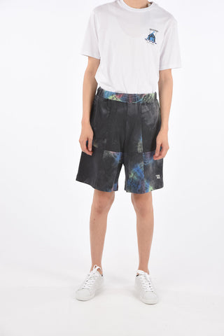 Tie dye effect drawstring waist sweat shorts