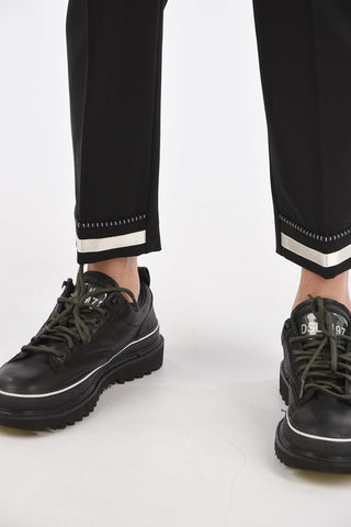 Mid-rise waist slim fit pants