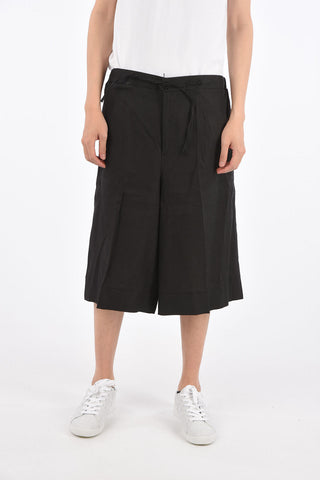 flax drawstring waist shorts
