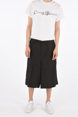 flax drawstring waist shorts