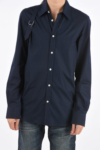 Spread Collar Shirt with Strap Detail