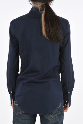 Spread Collar Shirt with Strap Detail