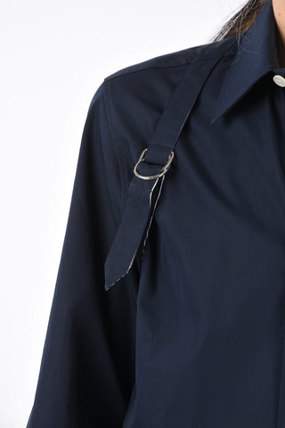 Spread Collar Shirt with Strap Detail