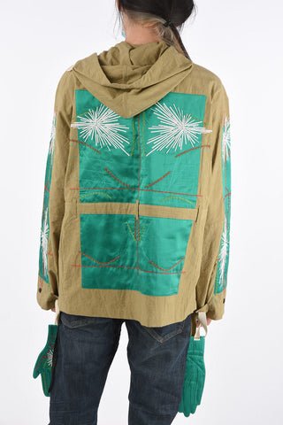 Embroidered Shirt  with Hood And Belt 