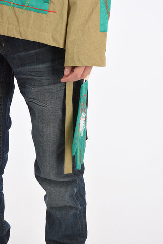 Embroidered Shirt  with Hood And Belt 