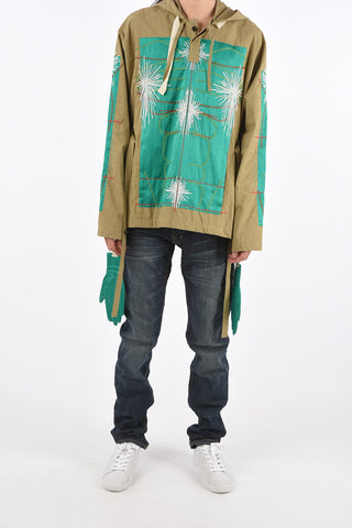 Embroidered Shirt  with Hood And Belt 